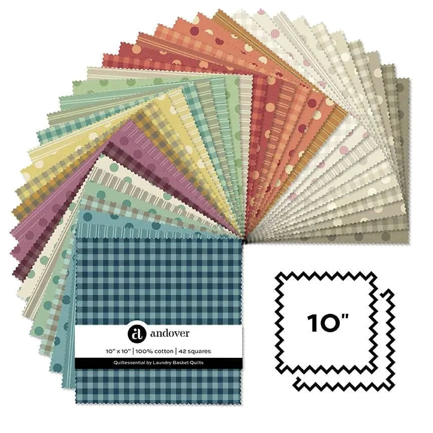 Andover Fabric Pre Cuts Andover Fabric Quiltessential by Laundry Basket Quilts 10 Inch Square Pack  - The Sewing Studio