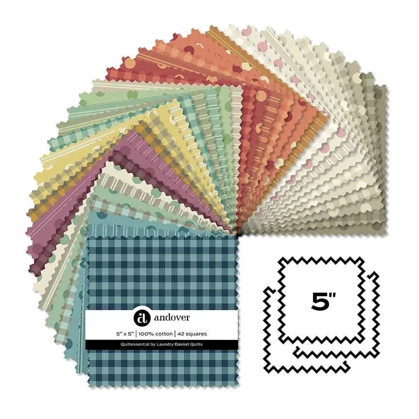 Andover Fabric Pre Cuts Andover Fabric Quiltessential By Laundry Basket Quilts 5 Inch Square Pack  - The Sewing Studio