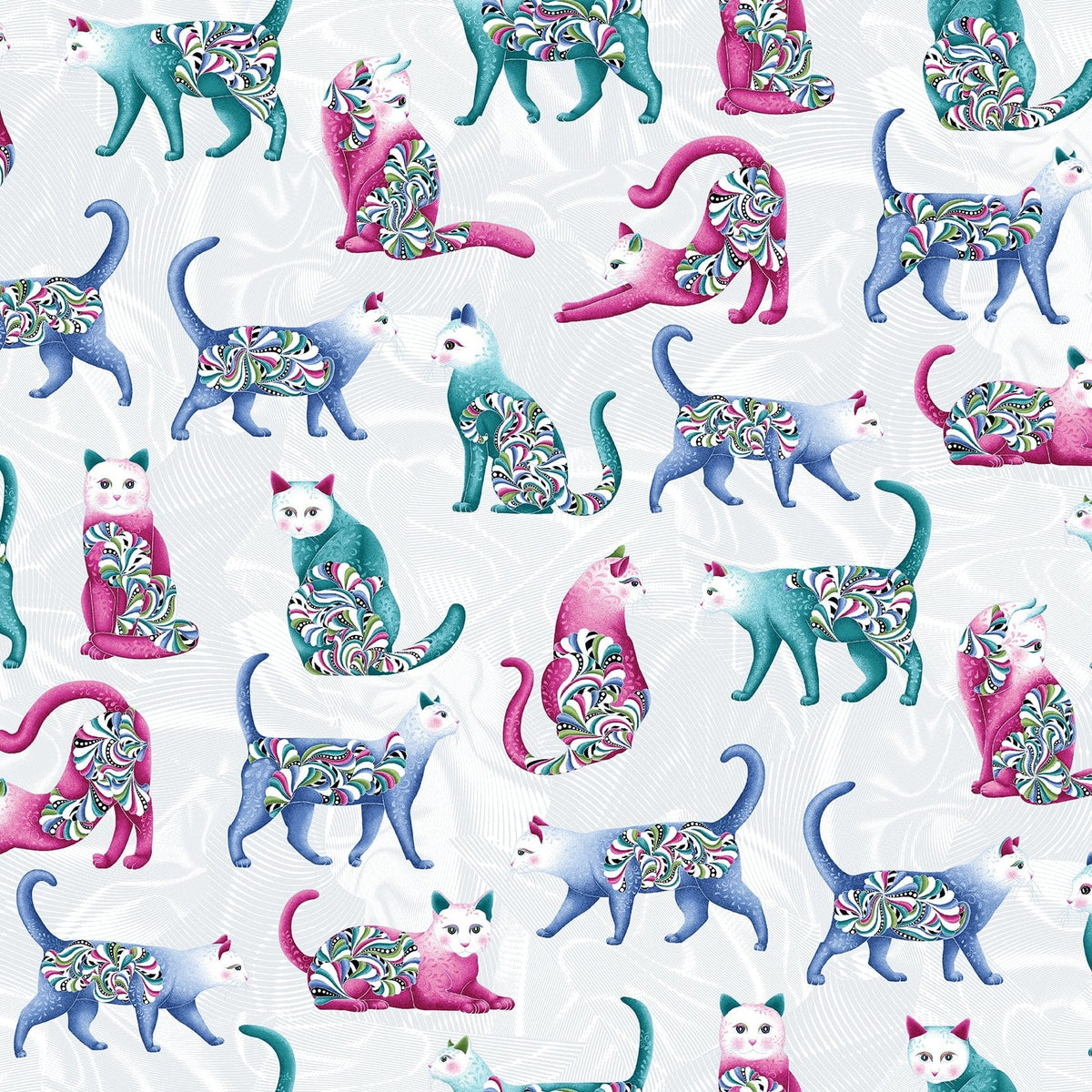 Multi-coloured Animals Benartex Fabric Benartex Cat's Meow - The Sewing Studio