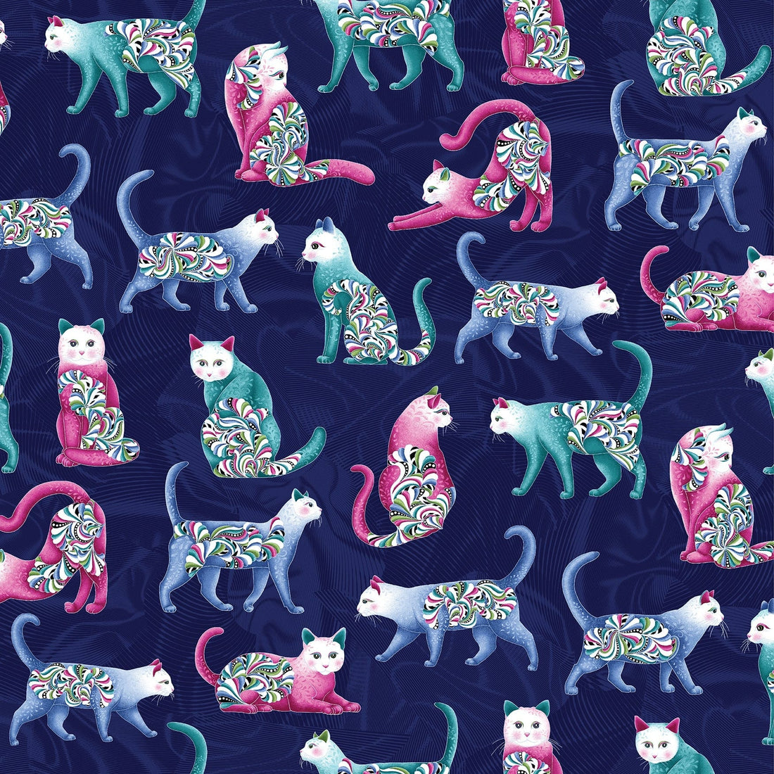 Multi-coloured Animals Benartex Fabric Benartex Cat's Meow - The Sewing Studio