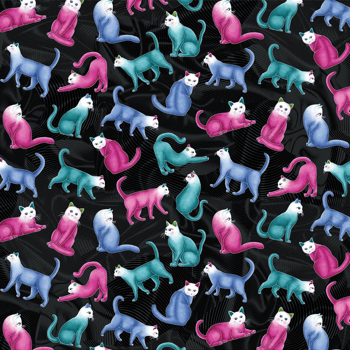 Multi-coloured Animals Benartex Fabric Benartex Cat's Meow - The Sewing Studio