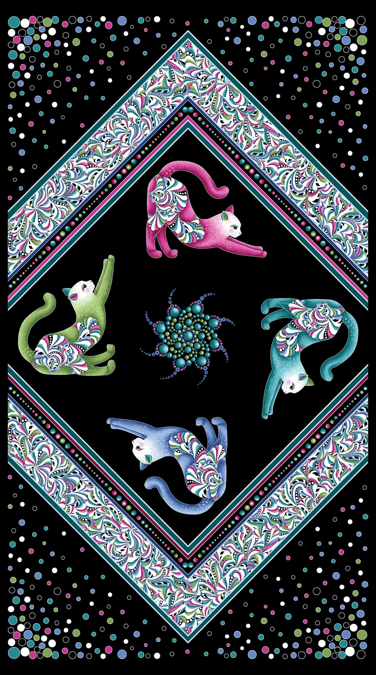 Black, Multi-coloured Animals, Novelty Benartex Fabric Panels & Labels Benartex Cat's Meow On Point Panels - The Sewing Studio