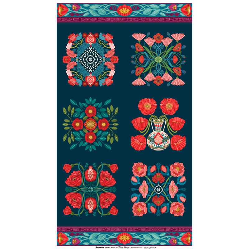 Blue Floral Benartex Fabric Panels & Labels Benartex Mirrors Panels - The Sewing Studio