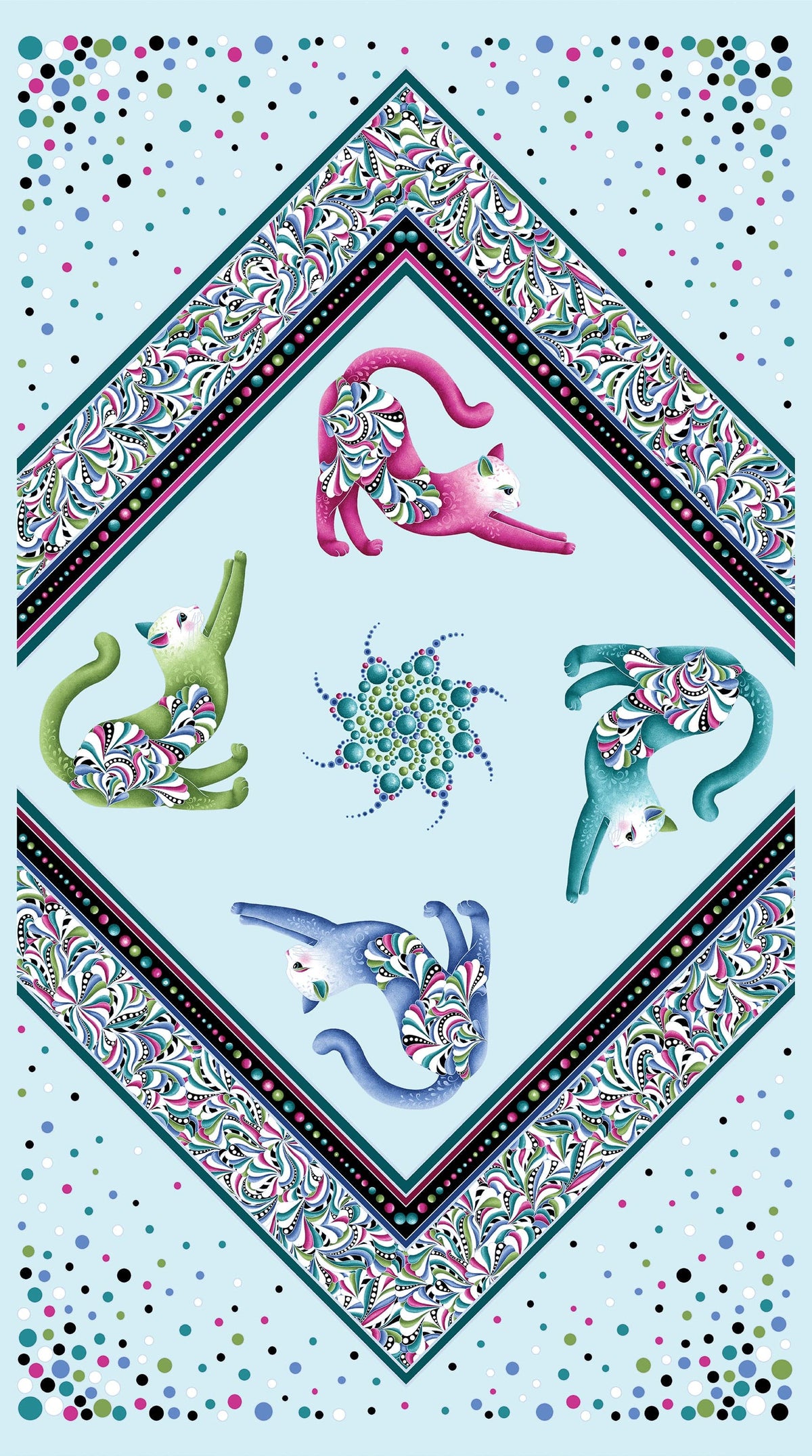 Blue, Multi-coloured Animals, Novelty Benartex Fabric Panels & Labels Benartex Cat's Meow On Point Panels - The Sewing Studio