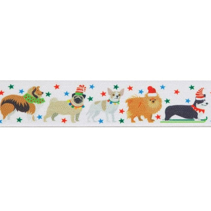 Berisfords Ribbon Christmas Ribbon Festive Pets: 25mm Wide: White  - The Sewing Studio