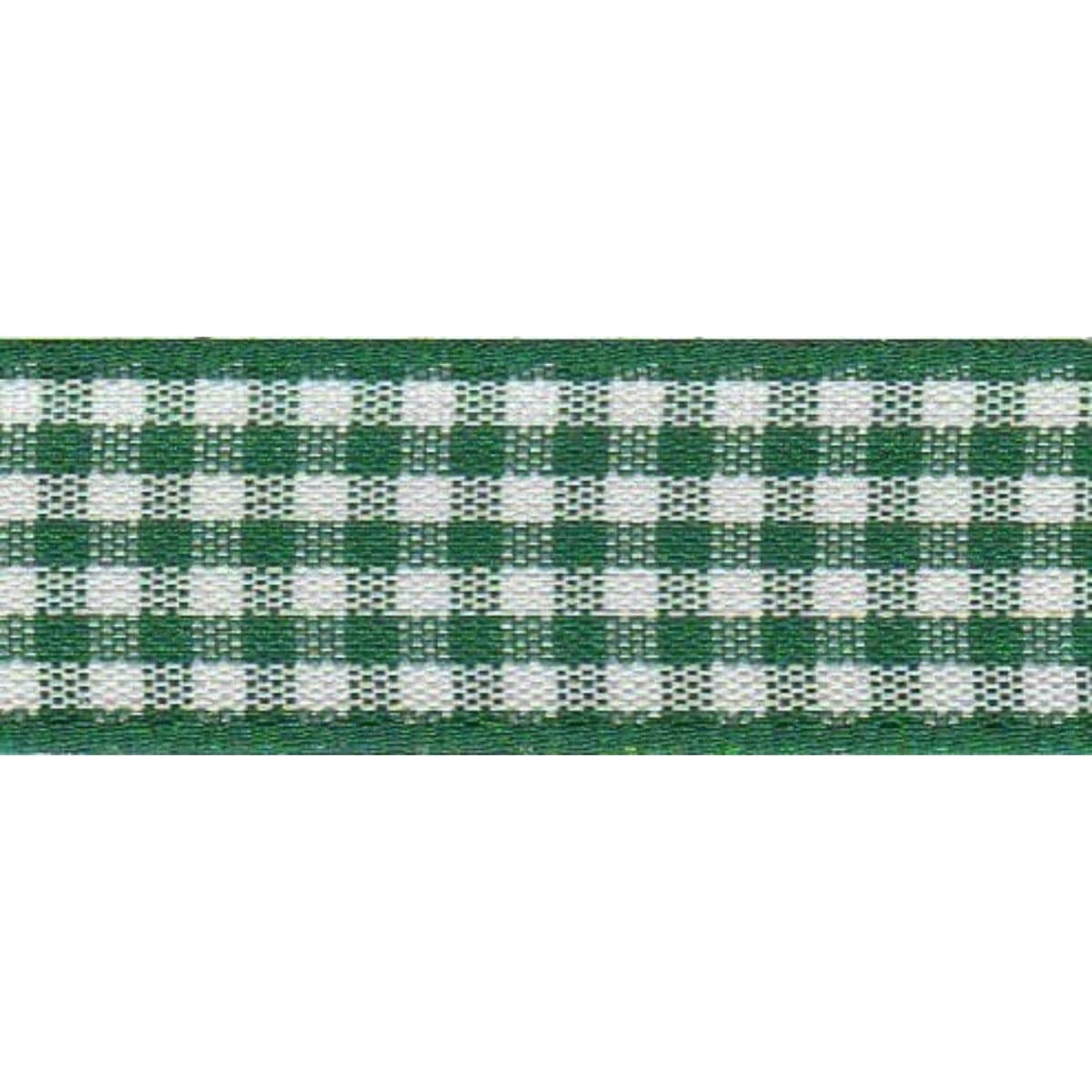 Berisfords Ribbon Gingham Ribbon: 25mm: Hunter Green. Price per metre.  - The Sewing Studio