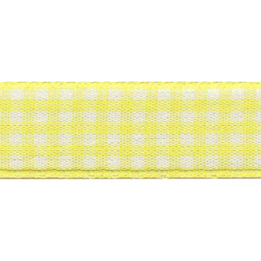 Berisfords Ribbon Gingham Ribbon: Lemon Yellow. 10mm wide. Price per metre.  - The Sewing Studio for sale UK - The Sewing Studio