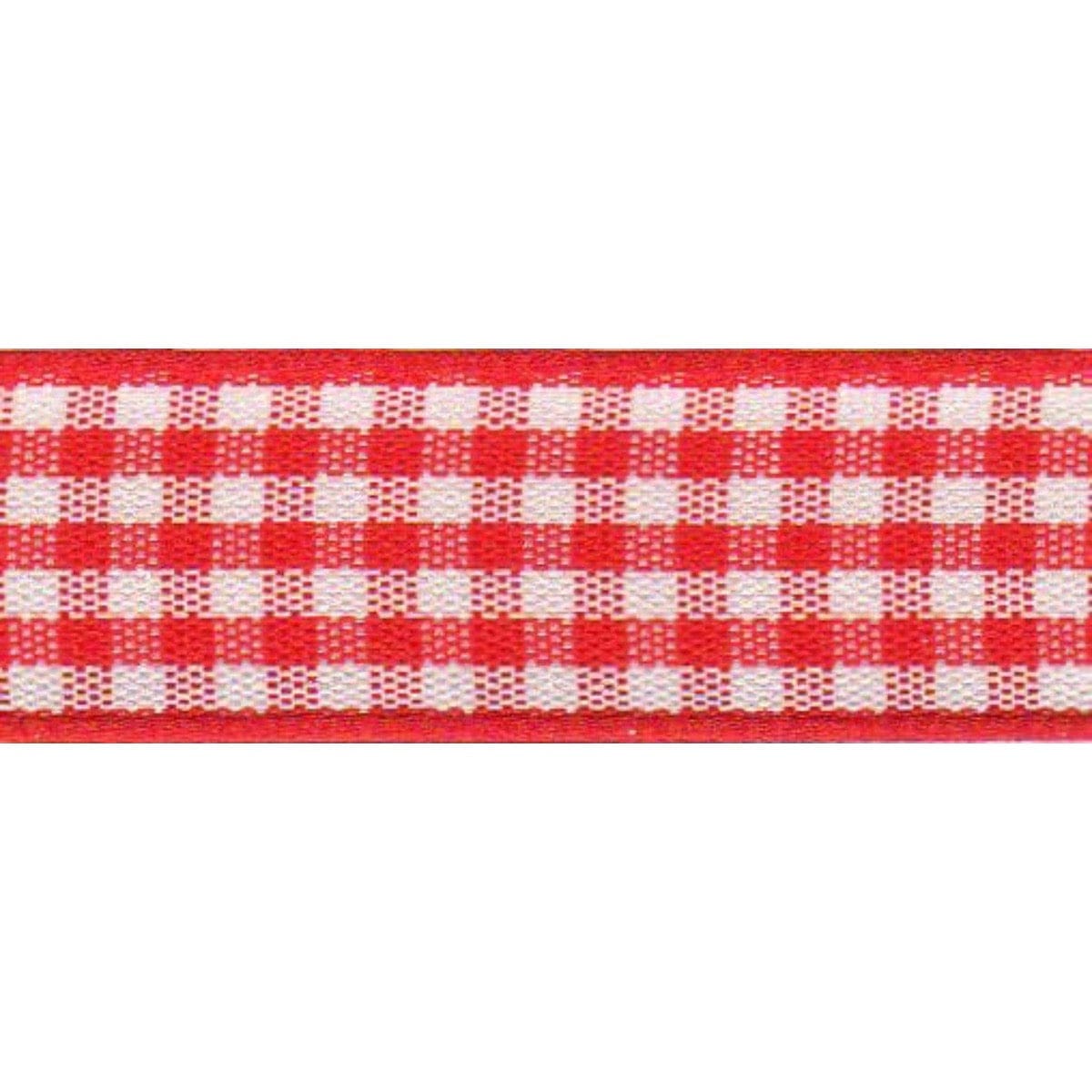 Berisfords Ribbon Gingham Ribbon: Red: 15mm wide. Price per metre.  - The Sewing Studio