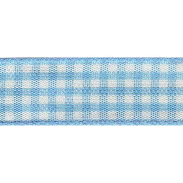 Berisfords Ribbon Gingham Ribbon: Sky: 10mm wide: Price per metre.  - The Sewing Studio for sale UK - The Sewing Studio