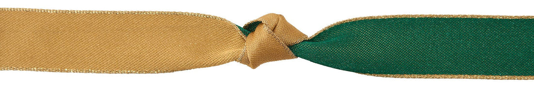 Berisfords Ribbon Majesty Ribbon Hunter Green Gold With Metallic Edge 25mm Wide  - The Sewing Studio