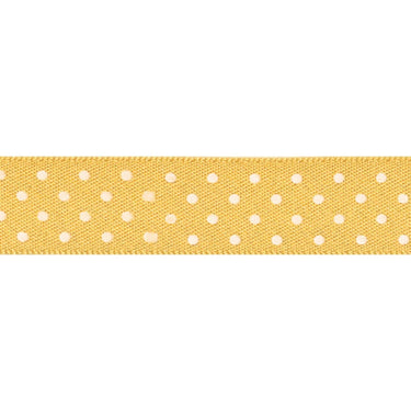 Berisfords Ribbon Micro Dot Ribbon: Gold and white: 15mm wide: Price per metre.  - The Sewing Studio for sale UK - The Sewing Studio