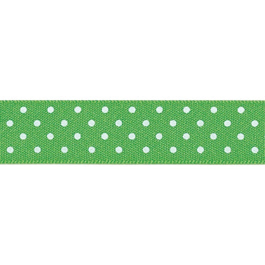 Berisfords Ribbon Micro Dot Ribbon: Meadow green and white: 15mm wide: Price per metre.  - The Sewing Studio for sale UK - The Sewing Studio