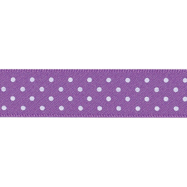 Berisfords Ribbon Micro Dot Ribbon: Purple and white 15mm wide: Price per metre.  - The Sewing Studio for sale UK - The Sewing Studio