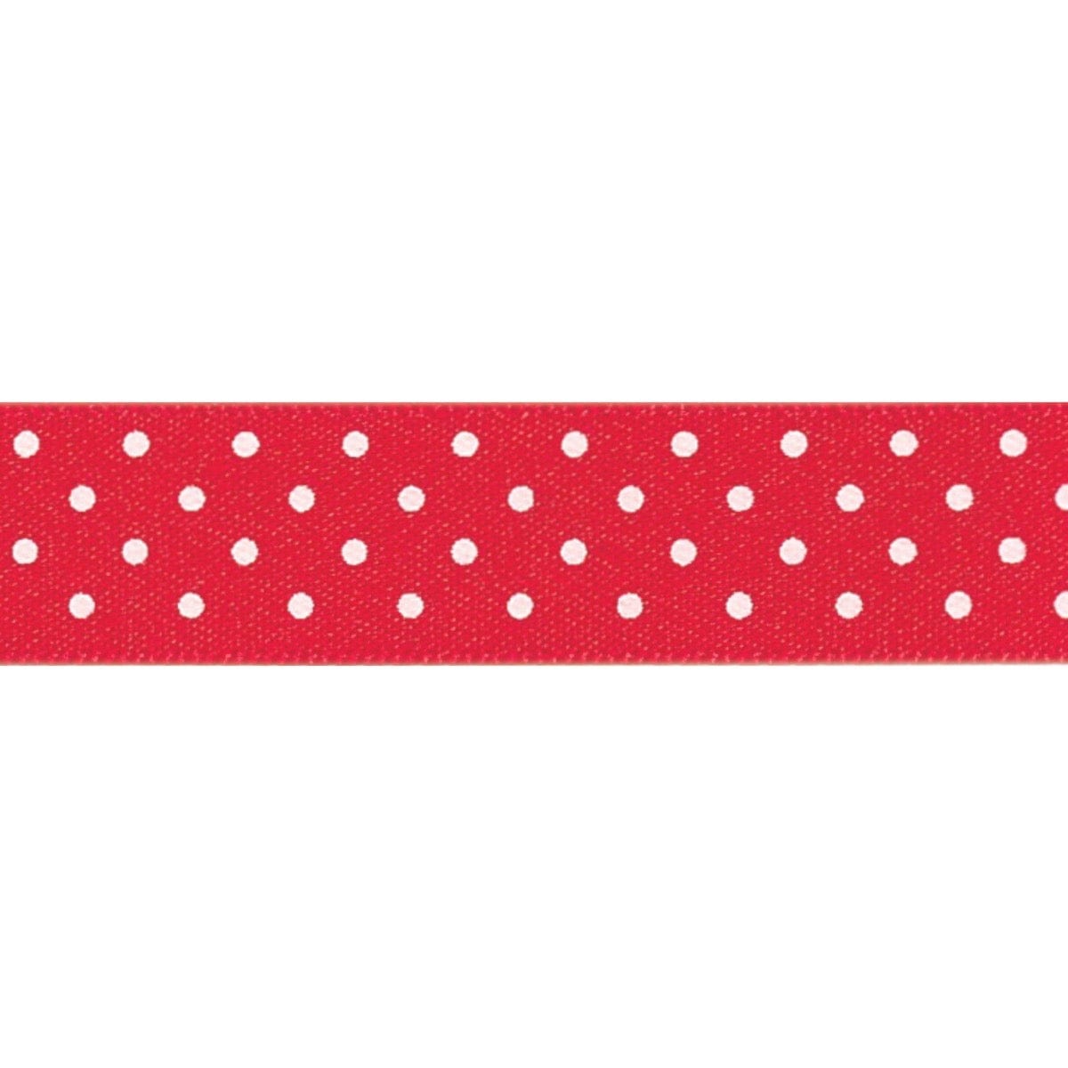 Berisfords Ribbon Micro Dot Ribbon: Red and white: 15mm wide: Price per metre.  - The Sewing Studio