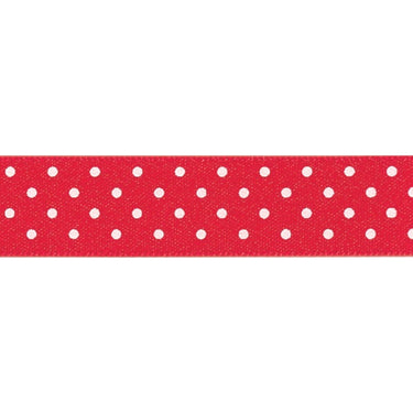 Berisfords Ribbon Micro Dot Ribbon: Red and white: 15mm wide: Price per metre.  - The Sewing Studio for sale UK - The Sewing Studio