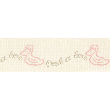 Berisfords Ribbon Peek-A-Boo Ribbon: 25mm wide: Pink Ducks. Price per metre.  - The Sewing Studio for sale UK - The Sewing Studio