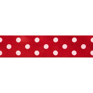 Berisfords Ribbon Polka Dot Ribbon: 25mm: Red. Price per metre.  - The Sewing Studio for sale UK - The Sewing Studio