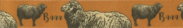 Berisfords Ribbon Satin Ribbon: Sheep Apricot Orange: 25mm wide. Price per metre.  - The Sewing Studio for sale UK - The Sewing Studio