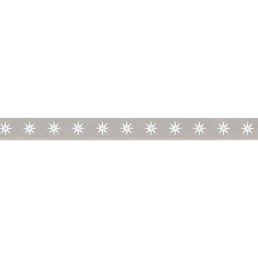 Berisfords Ribbon Scandi Star Ribbon: Grey: 12mm wide. Price per metre.  - The Sewing Studio for sale UK - The Sewing Studio
