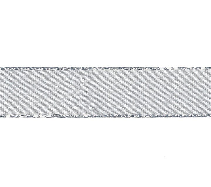 Berisfords Ribbon Silver Metallic Edge Satin Ribbon: 15mm: Silver  - The Sewing Studio