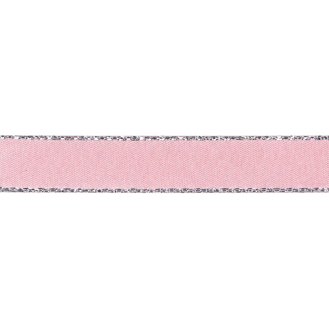 Berisfords Ribbon Silver Metallic Edge Satin Ribbon: 7mm: Pink Azalea  - The Sewing Studio