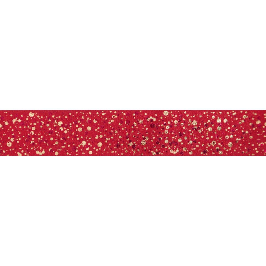 Berisfords Ribbon Sparkler Ribbon: Red With Gold Metallic: 25mm wide. Price per metre.  - The Sewing Studio