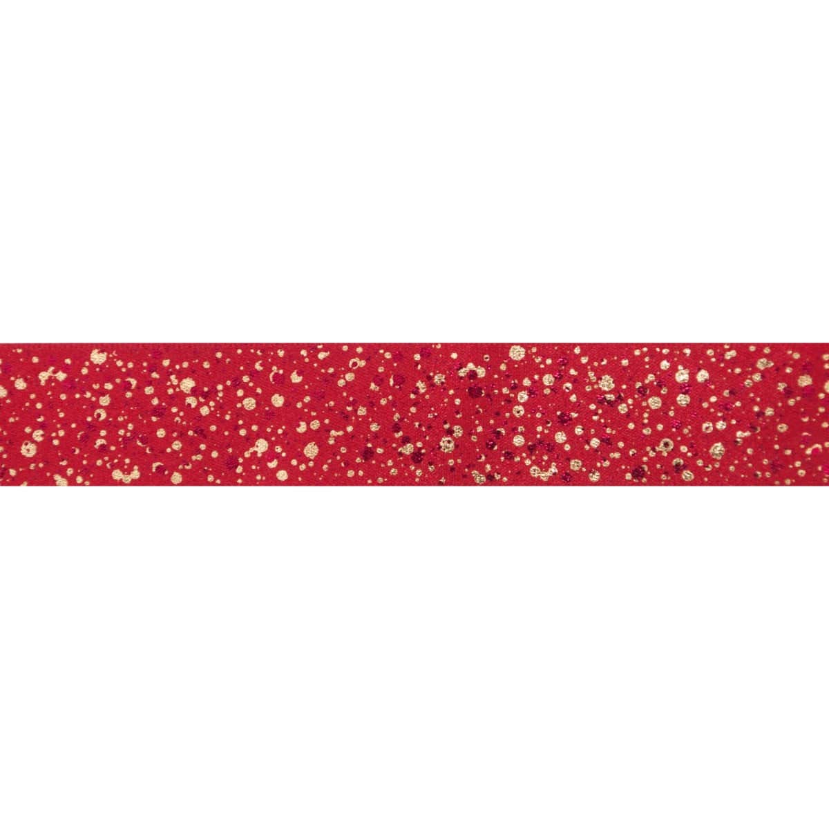 Berisfords Ribbon Sparkler Ribbon: Red With Gold Metallic: 25mm wide. Price per metre.  - The Sewing Studio