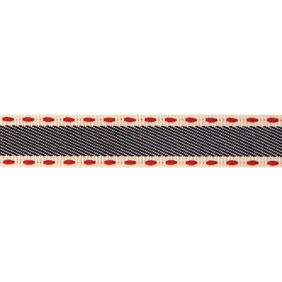 Berisfords Ribbon Vintage Stitch Ribbon: Black and red: 15mm wide. Price per metre.  - The Sewing Studio