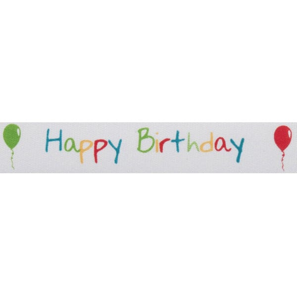 Bowtique Ribbon Happy Birthday Satin Ribbon: 15mm Wide  - The Sewing Studio