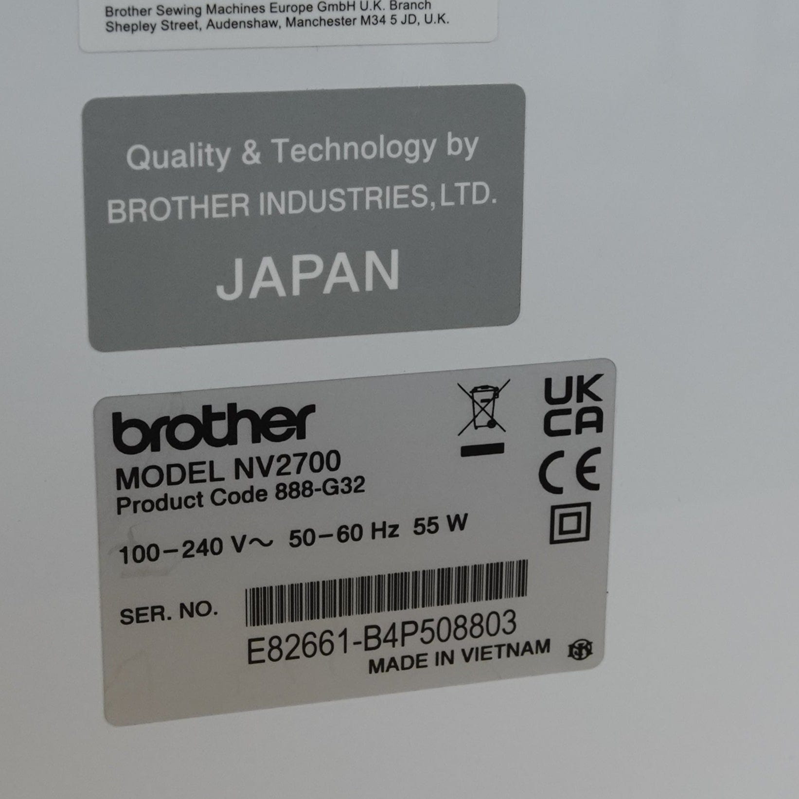 Brother Sewing Machines Brother Innov-is NV2700 Sewing & Embroidery Machine Ex Demonstration Model  - The Sewing Studio