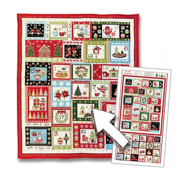 Makower Christmas Fabric Cosy Home Advent Calendar Panel 2574