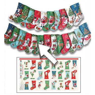 Makower Merry Christmas Santa Mini Stocking Advent Panel 24X44 Inch