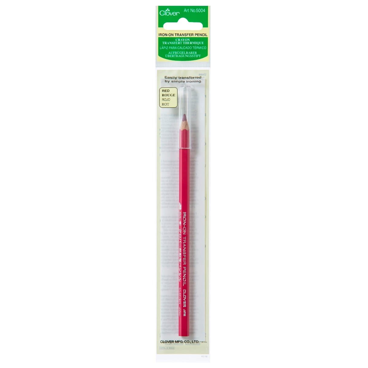 Clover Pens Pencils Markers Iron-On Transfer Pencil Red  - The Sewing Studio