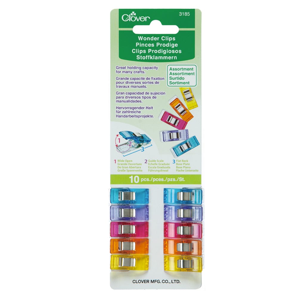 Clover Quilting Accessories Clover Wonder Clips Assorted Colours 10 Pieces  - The Sewing Studio