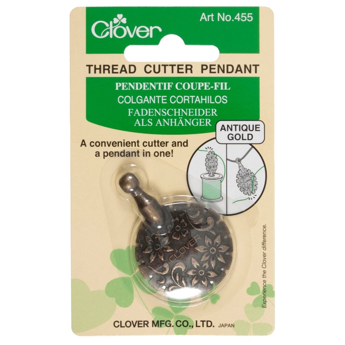 Clover Quilting Accessories Thread Cutter: Clover: Antique Gold Pendant  - The Sewing Studio