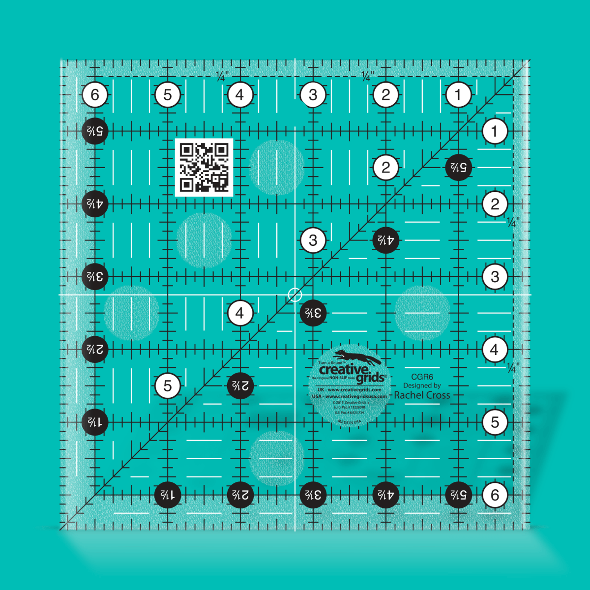 Plastic Square Grid Ruler Creative Grids Non‑Slip 6½