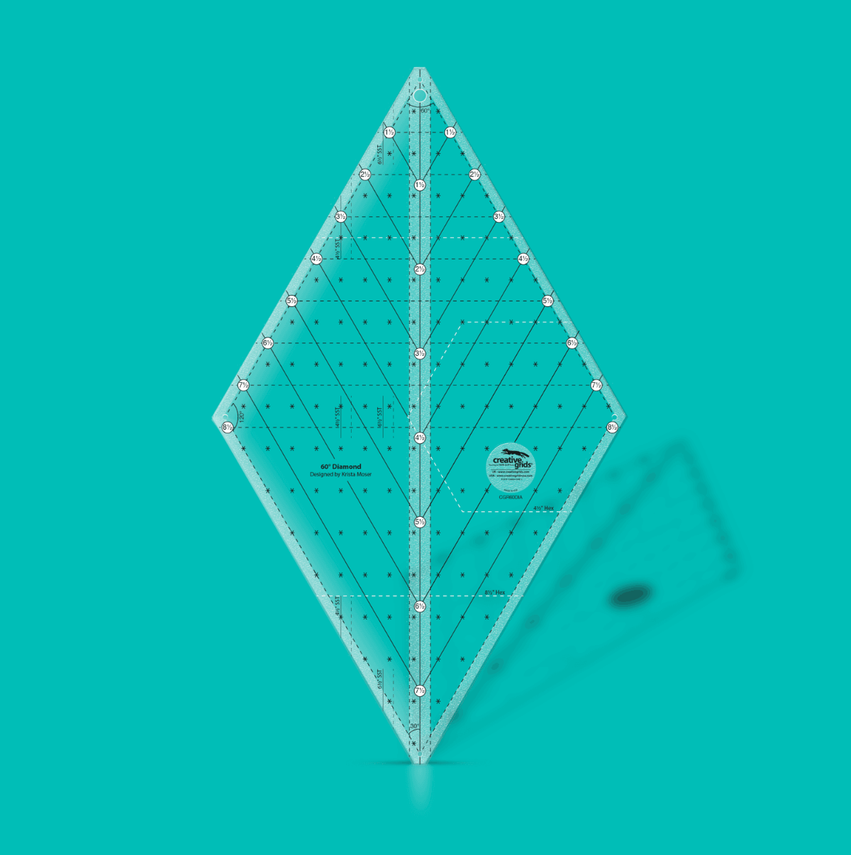 Creative Grids Rulers Stencils Templates Creative Grids Non slip: 60 degree Diamond Ruler  - The Sewing Studio