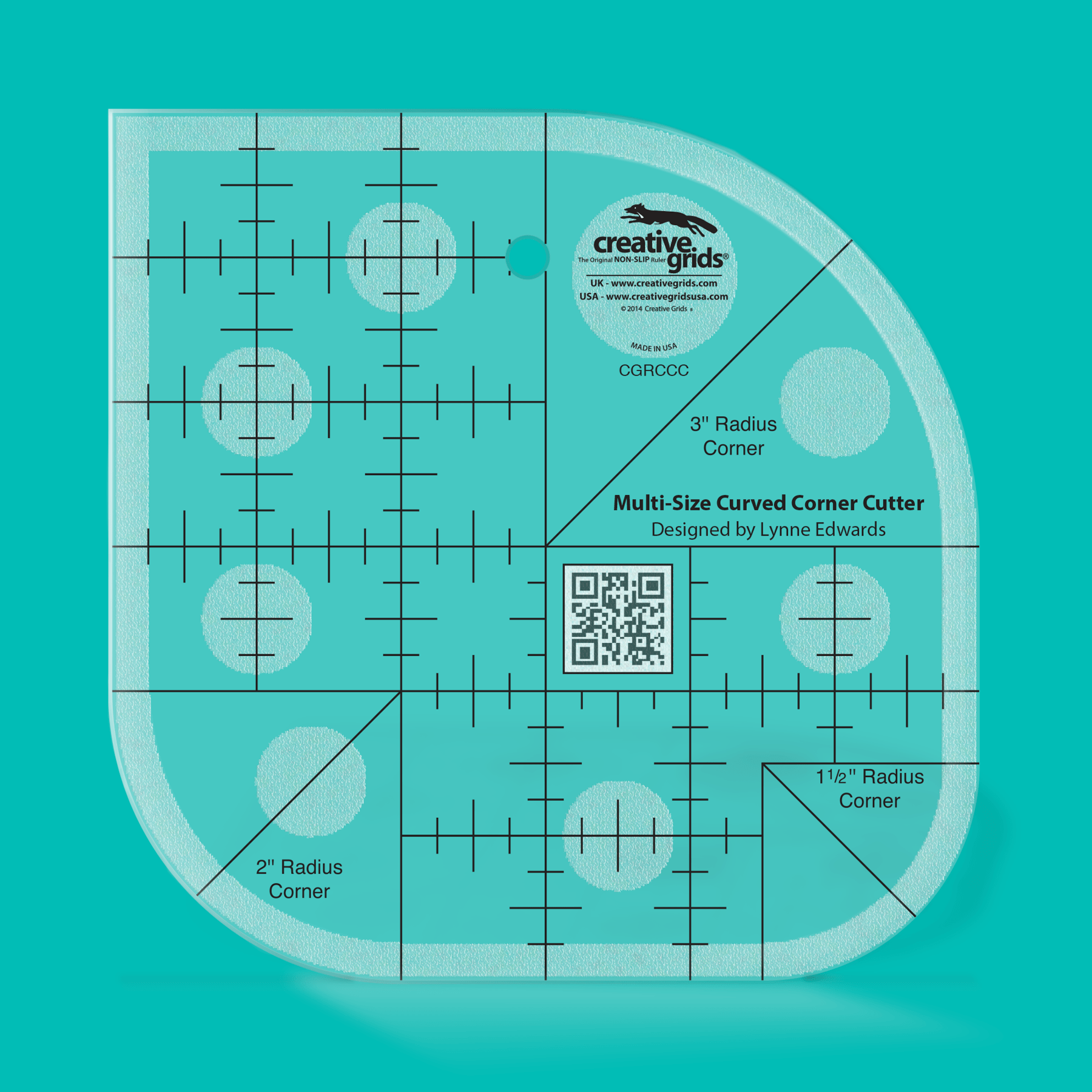 Creative Grids Rulers Stencils Templates Creative Grids Non slip: Curved Corner Cutter Ruler  - The Sewing Studio