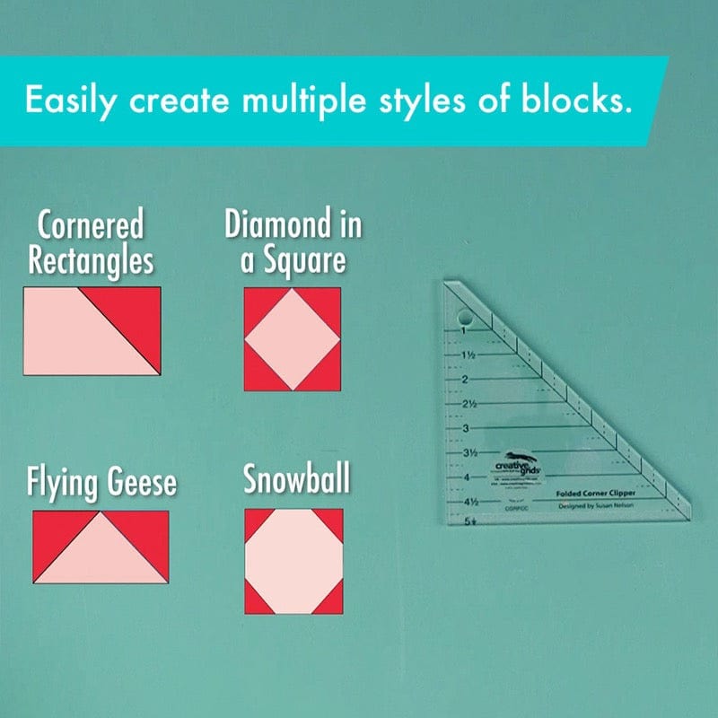 Creative Grids Rulers Stencils Templates Creative Grids Non slip: Folded Corner Clipper Tool  - The Sewing Studio