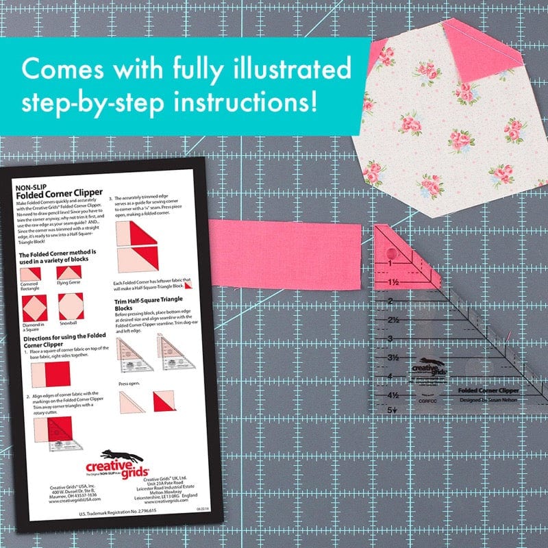 Creative Grids Rulers Stencils Templates Creative Grids Non slip: Folded Corner Clipper Tool  - The Sewing Studio
