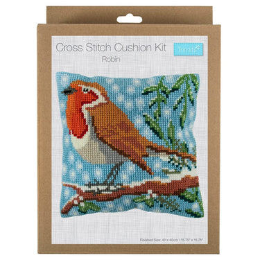 Cross Stitch Kit Cushion: Robin