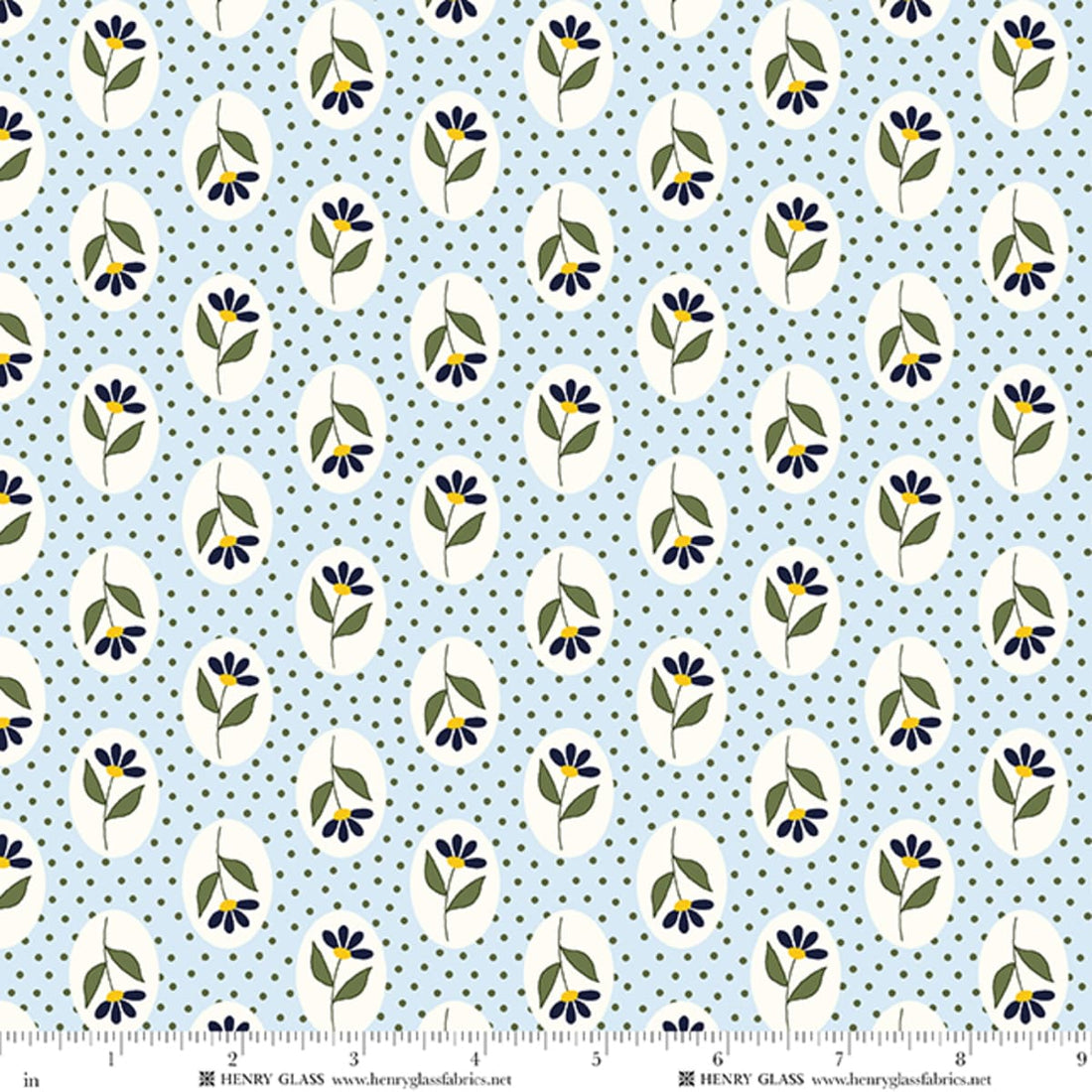 Blue Floral EQS Fabric Henry Glass Wildflowers in Blue Cameo Floral - The Sewing Studio