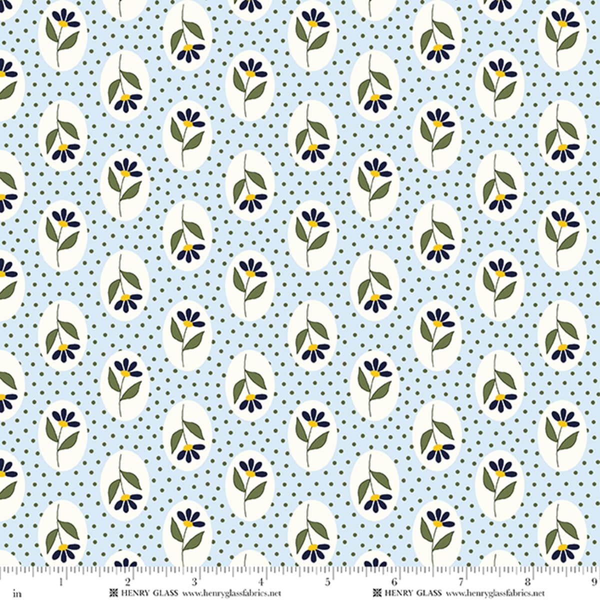 Blue Floral EQS Fabric Henry Glass Wildflowers in Blue Cameo Floral - The Sewing Studio