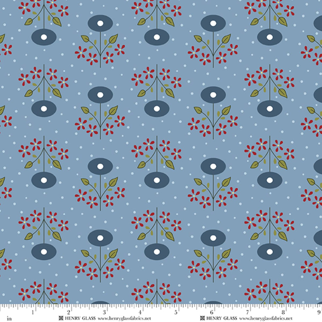 Blue Floral EQS Fabric Henry Glass Wildflowers in Blue Cosmos Floral - The Sewing Studio