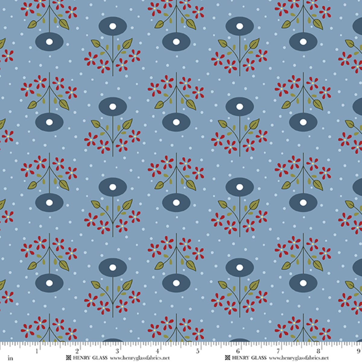 Blue Floral EQS Fabric Henry Glass Wildflowers in Blue Cosmos Floral - The Sewing Studio