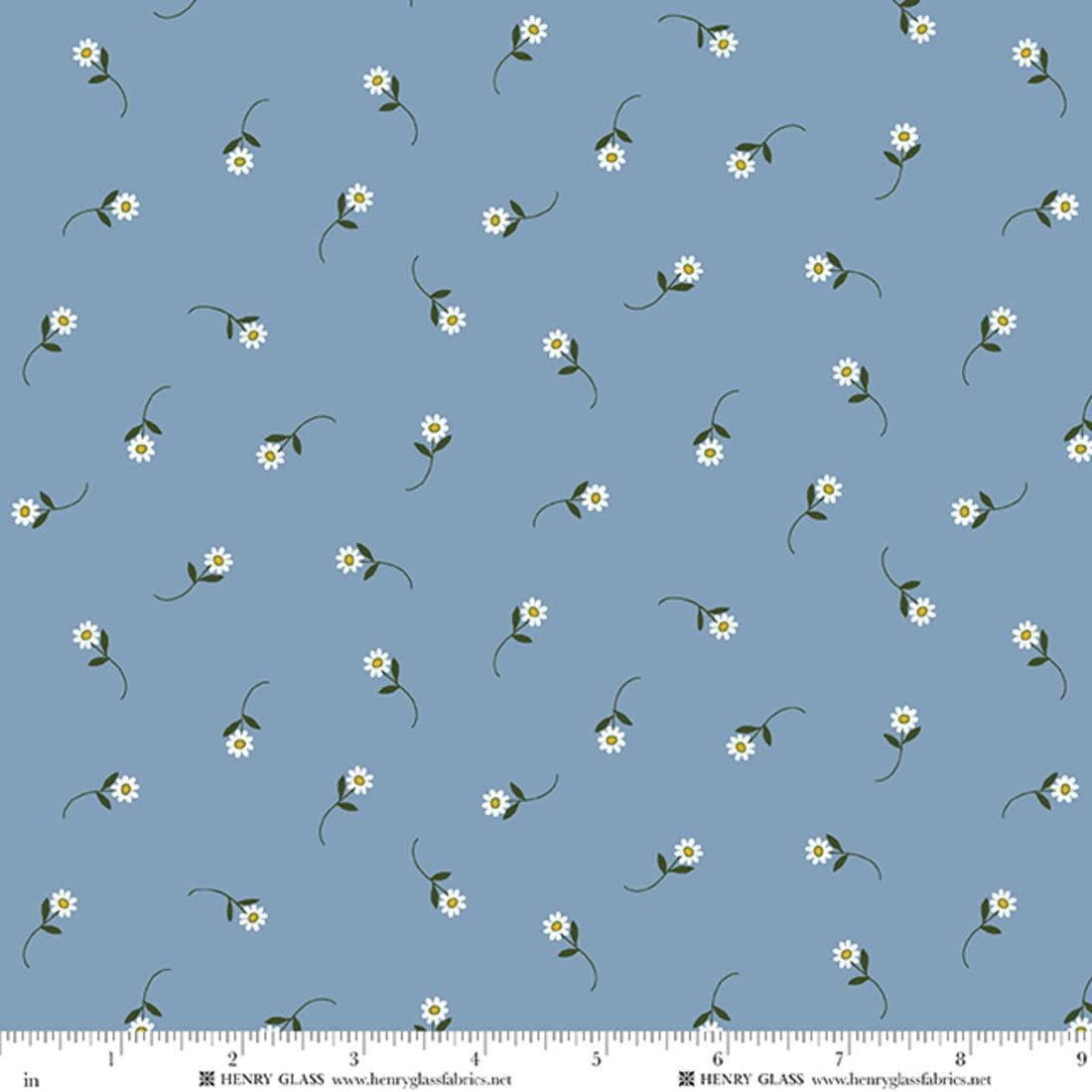 Blue Floral EQS Fabric Henry Glass Wildflowers in Blue Tossed Daisy - The Sewing Studio