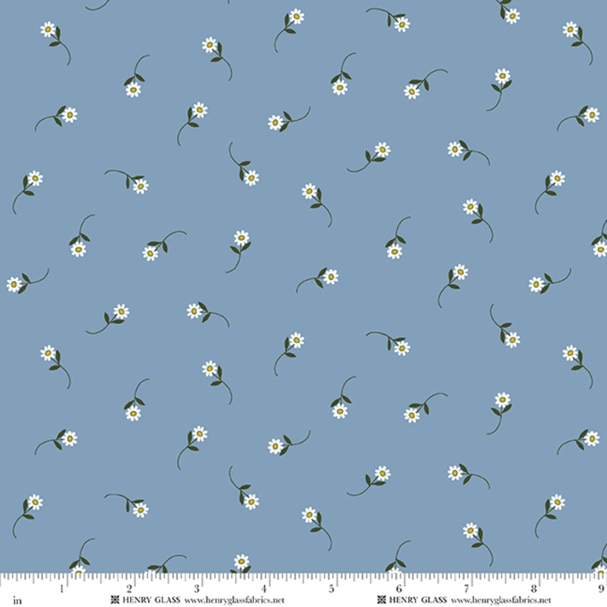 Blue Floral EQS Fabric Henry Glass Wildflowers in Blue Tossed Daisy - The Sewing Studio