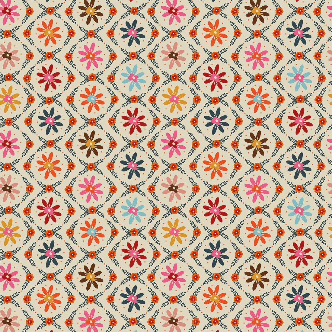 Multi-coloured Floral EQS Fabric Thread & Ink Fine Folk - The Sewing Studio