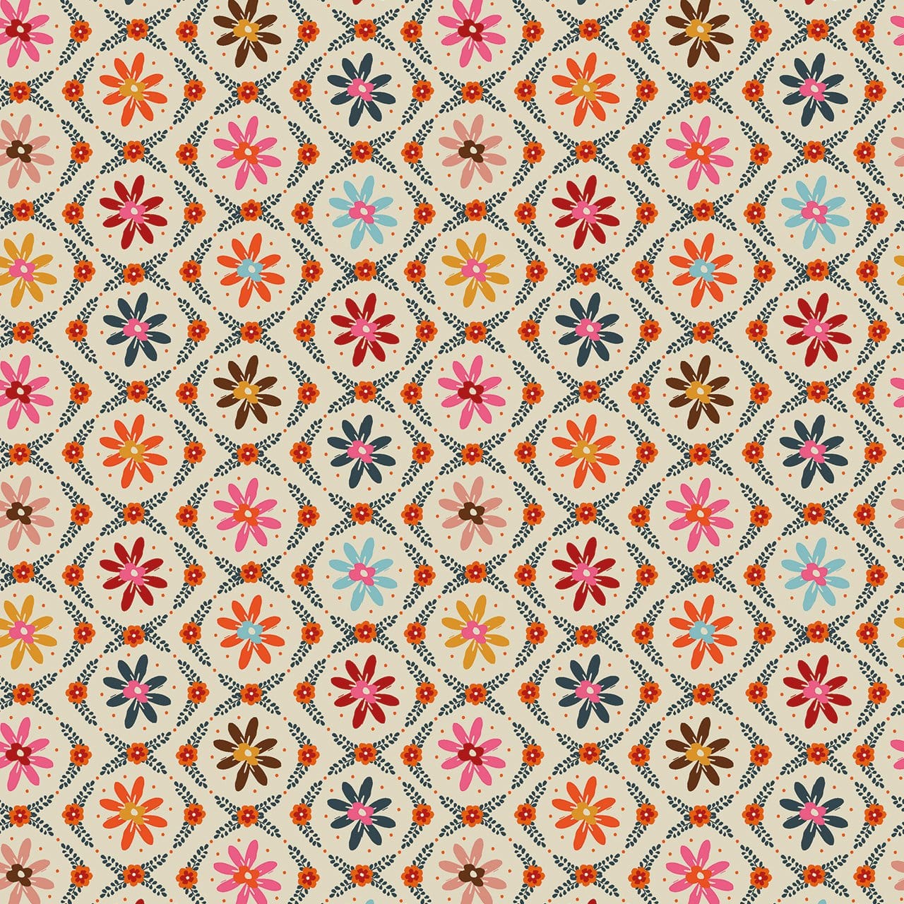 Multi-coloured Floral EQS Fabric Thread & Ink Fine Folk - The Sewing Studio