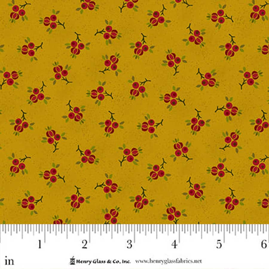 Yellow Floral EQS Fabric Henry Glass Flower Pot Prints in Gold Plucked Pomegranates - The Sewing Studio
